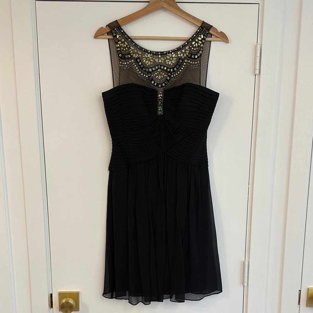 BCBGMaxAzria Beaded Silk Cocktail Dress